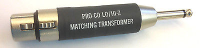 Pro-Co CC-9144PC LO/HI-Z Matching Transformer XLR Female to 1/4" Mono Male - MarVac Electronics