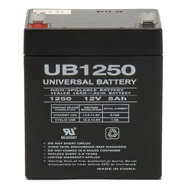 UPG UB1250 F1, 12V @ 5.0AH Sealed Lead Acid (SLA) Battery w/ 0.187" Terminals