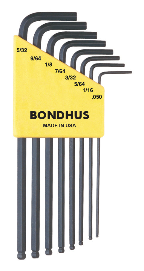 Bondhus 10932, 8 Piece Standard Set, Hex End Balldriver L-Keys ~ 0.050" to 5/32"