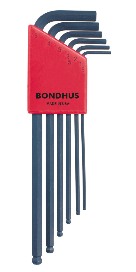 Bondhus 10946, 6 Piece Metric Set, Hex End Balldriver L-Keys ~ 1.5mm to 5.0mm