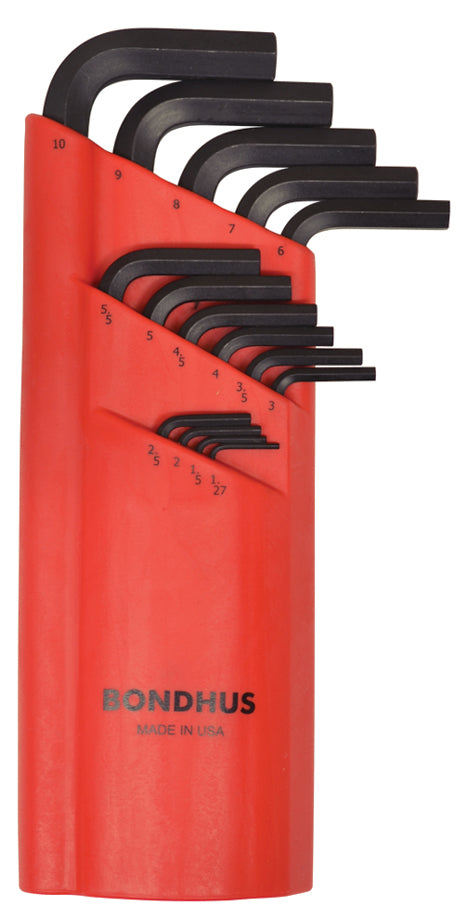 Bondhus 10995, 15 Piece Metric Set, Hex End Balldriver L-Keys ~ 1.27mm to 10mm