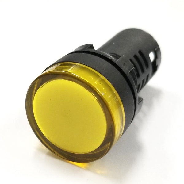 Philmore 11-2652 YELLOW 1" Inch Round Flat Top LED Indicator Lamp 28 Volts DC, 22mm Mounting Hole