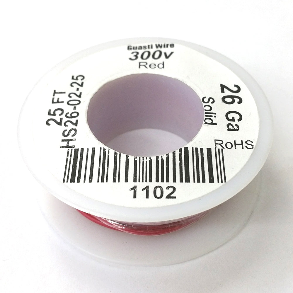 HS26-02-25 25FT 26AWG RED SOLID Electronic Electrical 300V Wire UL1007 ...