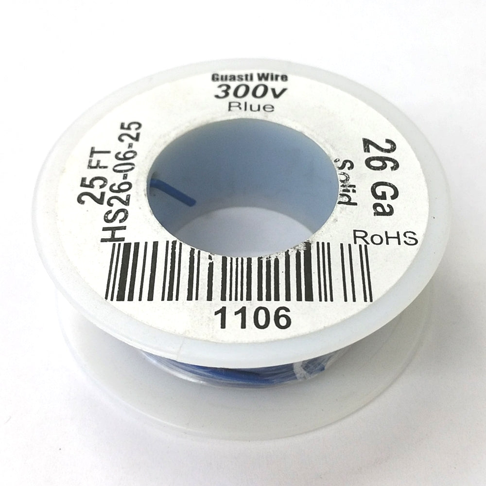 HS26-06-25 25FT 26AWG BLUE SOLID Electronic Electrical 300V Wire UL100 ...