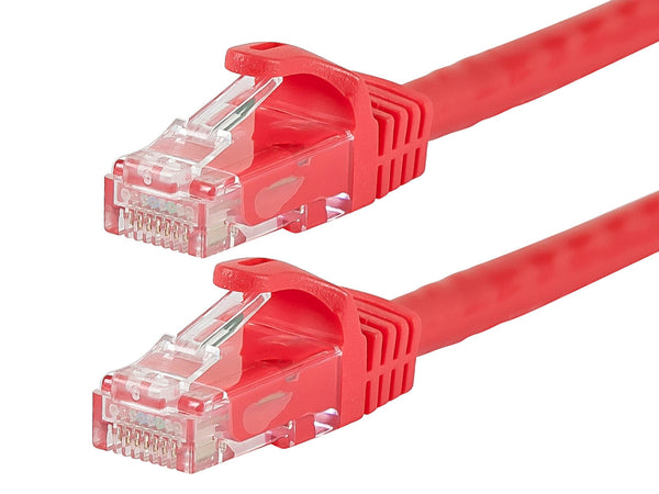 1 Foot RED CAT6 Ethernet Patch Cable with Snagless Flexboot Ends MV11275