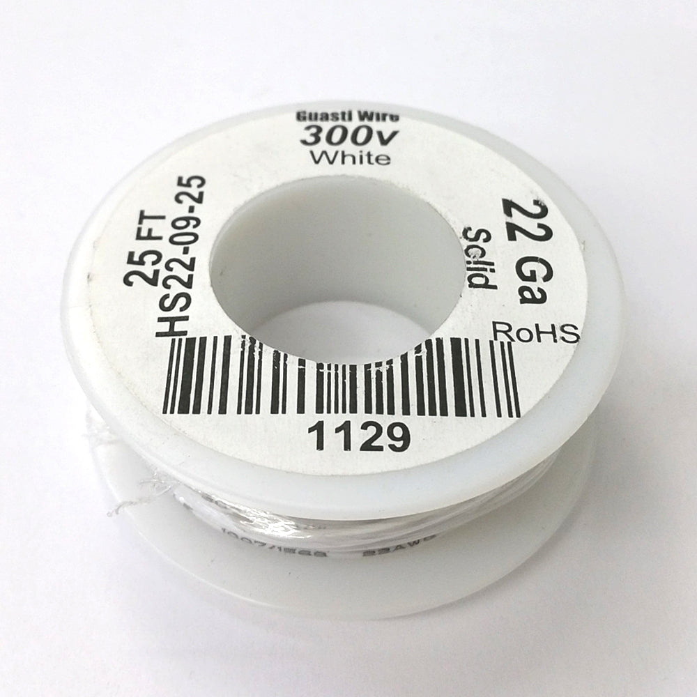 HS22-09-25 25FT 22AWG WHITE SOLID Electronic Electrical 300V Wire UL10 ...