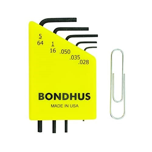 Bondhus 12243, 5 Piece Short Standard Set, Hex End L-Keys ~ 0.28" to 5/64"