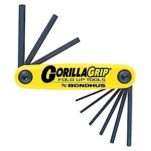 Bondhus 12589 9 Piece GorillaGrip Standard Hex Key Fold Up Set ~ 5/64" to 1/4"