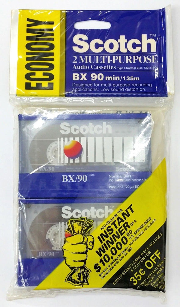 2 Pack of Vintage 3M Scotch BX/90, 90 Minute Audio Cassette Tapes ~ Sealed NOS - MarVac Electronics