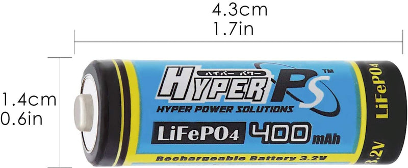 HyperPS 14430 4/5AA 400mAh 3.2V Volt LiFePO4 Rechargeable Battery