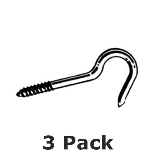 Philmore 15-825, Zinc Plated Steel Screw Hooks ~ Set of 3