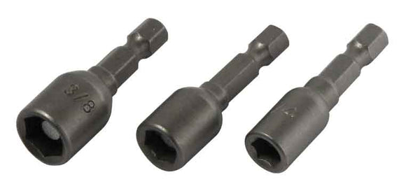 3 Piece 1/4" Drive Hex Sockets ~ Sizes: 1/4â€, 5/16â€ & 3/8â€