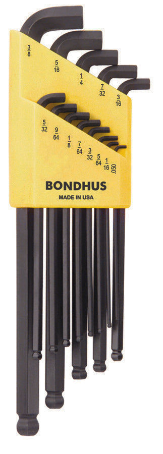 Bondhus 16537, 13 Piece Stubby Set, Hex End Balldriver L-Keys ~ 0.050" to 3/8"