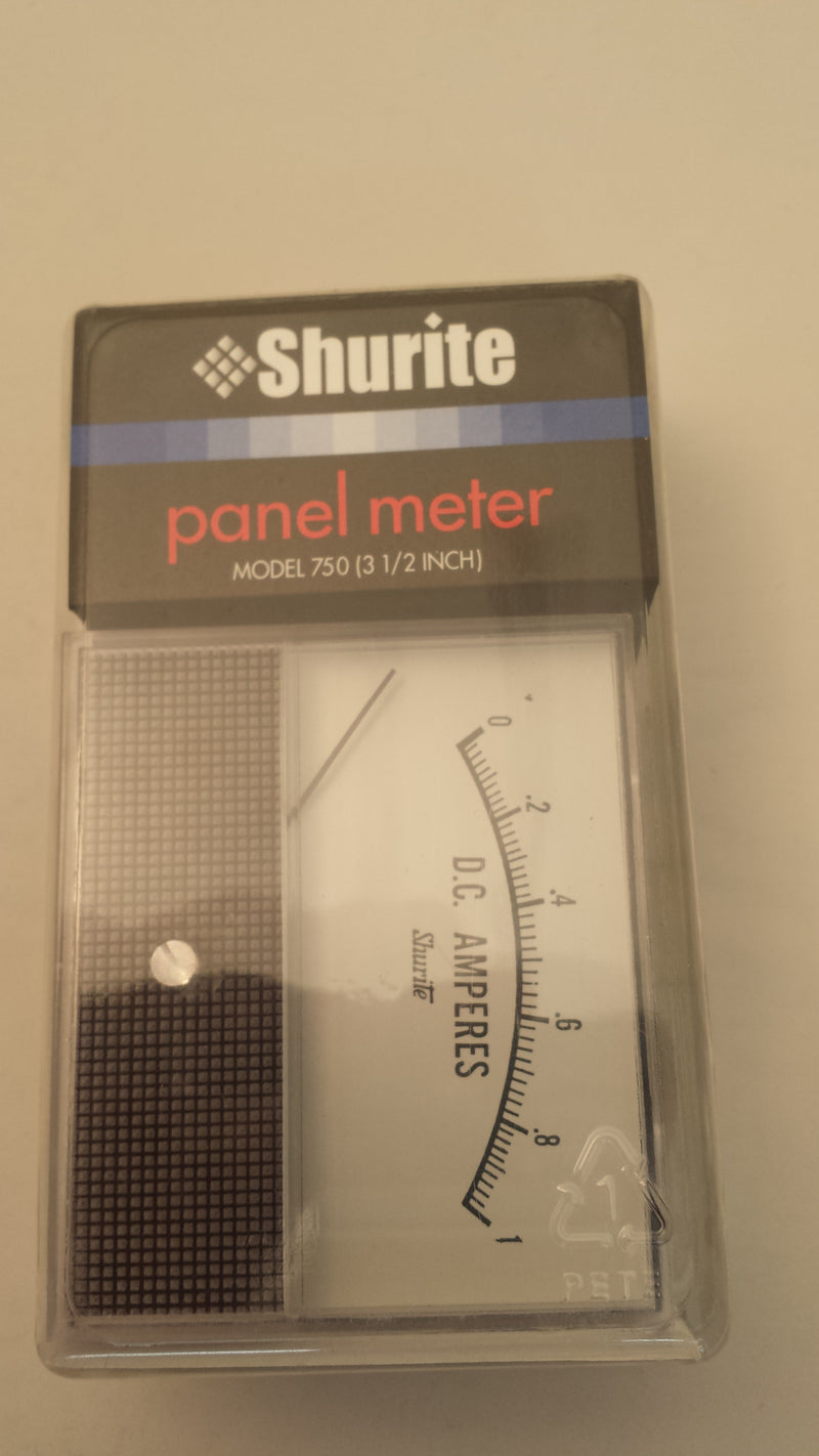 Shurite 7201Z, 0-1 Amp DC Analog Meter ~ 3.5" x 3.0" Panel Face, 2" Round Body