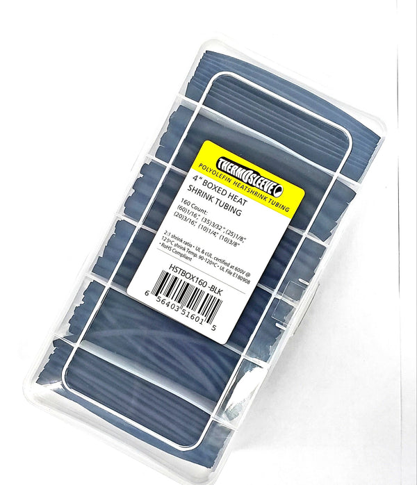 Thermosleeve # HSTBOX160B 160 Piece Black Assorted, 4" Length Heat Shrink Kit
