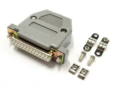 DB 25 Pin Female D-Sub Cable Mount Connector w/ Plastic Cover & Hardware DB25