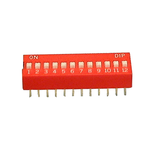 Philmore 30-1012 12 Position DIP Switch, 2.54mm Spacing ON-OFF 100mA@50V DC
