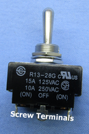 Philmore 30-10351 SPDT (ON)-OFF-(ON) Standard Toggle Switch 15A@125V AC