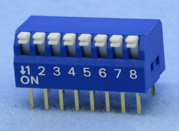 Philmore 30-11080 8 Position DIP Switch, Right Angle ON-OFF 100mA@50V DC