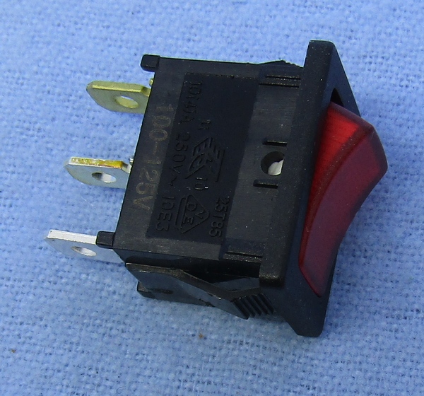 Philmore 30-16096 SPST ON-OFF, 125V Lighted Red Mini Rocker Switch 10A@125V AC