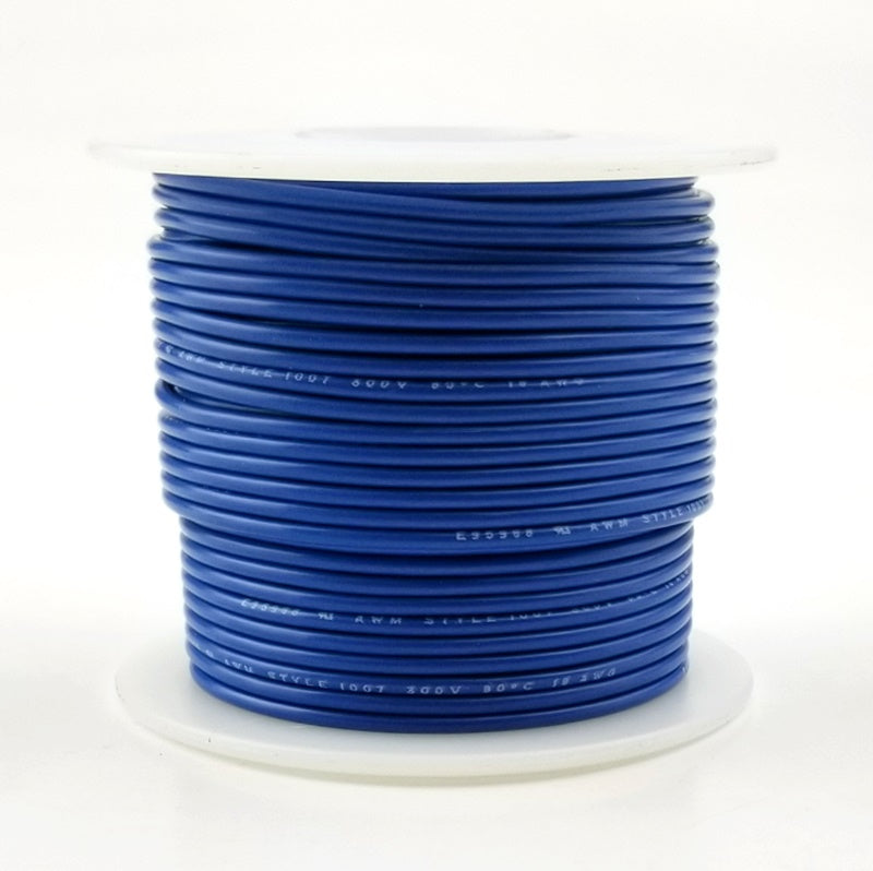 26 AWG Gauge Stranded BLUE 300 Volt, UL1007 PVC Hook Up Wire 100ft Roll 300V