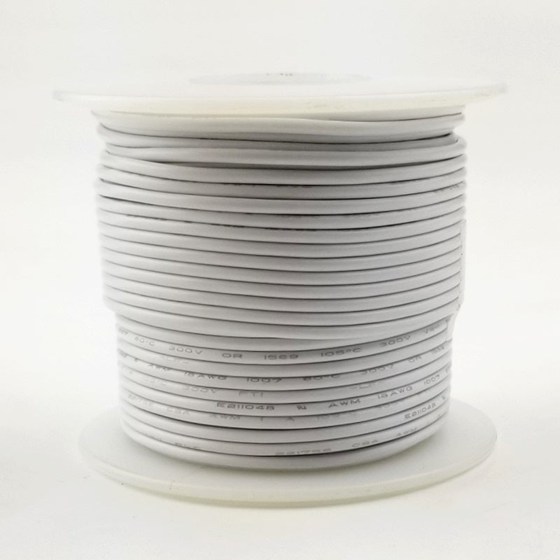 H22-09-100 100FT 22AWG WHITE Stranded Electronic Hook Up 300V Wire UL1 ...