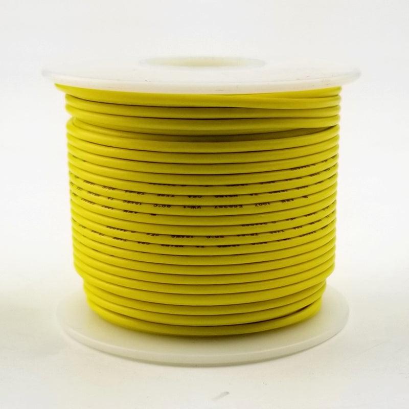 24 AWG Gauge Solid YELLOW 300 Volt, UL1007 PVC Hook Up Wire 100ft Roll 300V