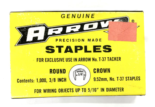 Arrow Fastener # 376, 3/8" (9.52mm) Steel Staples for T37 ~ 1,000 Count Box