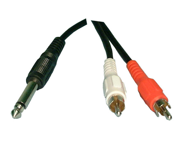 Philmore 44-209, 6 Inch (1) 1/4" Mono Male Plug to (2) RCA Male Plugs Y-Cable
