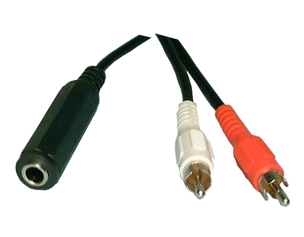 Philmore 44-212 6 Inch (1) 1/4" Stereo Female Jack to (2) RCA Male Plugs Y-Cable