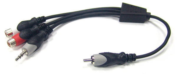 Philmore 44-341 12 Inch RCA Male to (2) RCA Female + 3.5mm Stereo Female Y-Cable