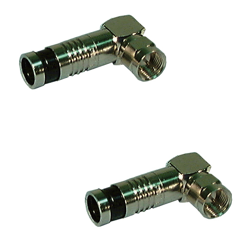Philmore 45-5706, RG6 Compression Right Angle F Male Connector ~ 2 Pack
