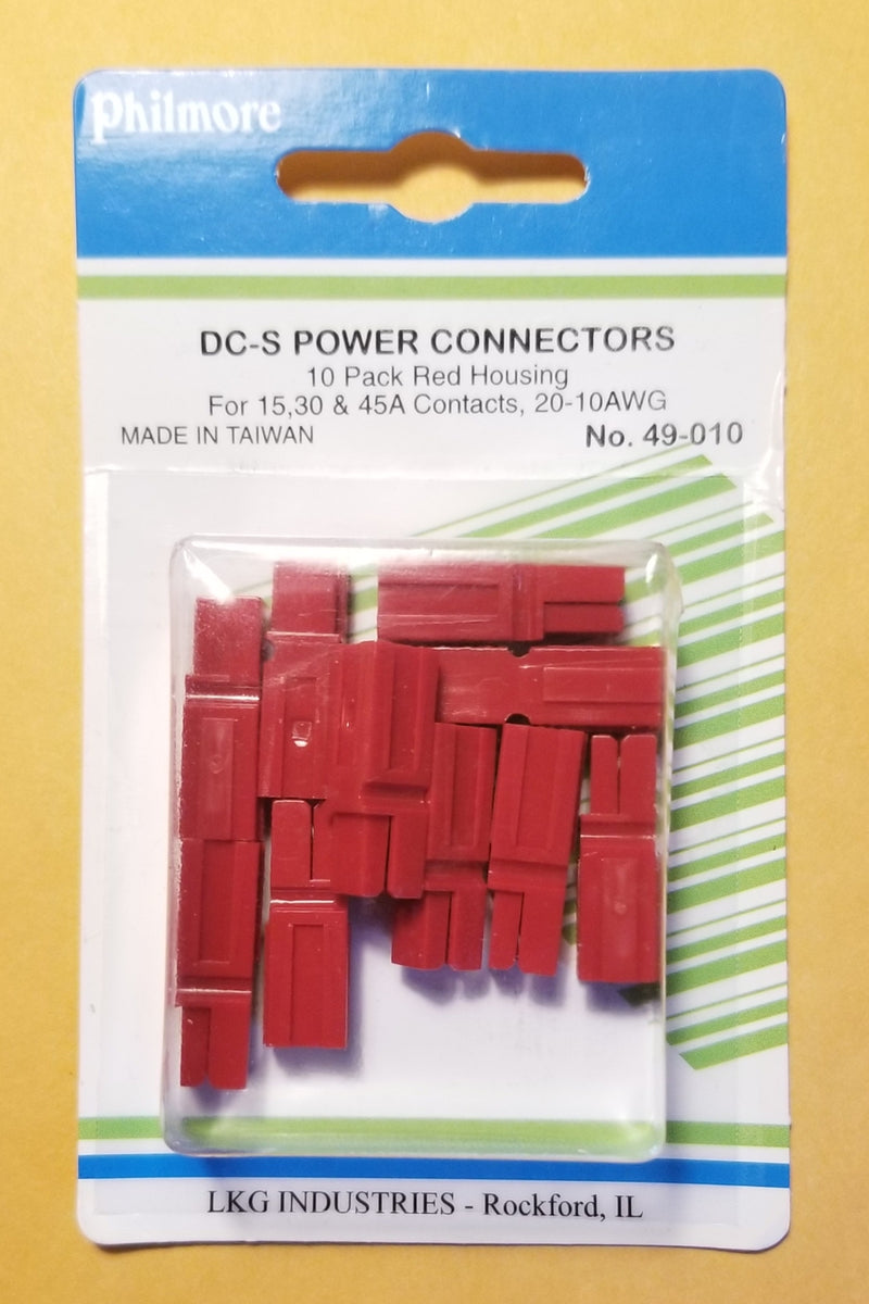 Philmore 49-010, RED DC-S (Standard) Power Connector Housings NO PINS ~ 10 Pack