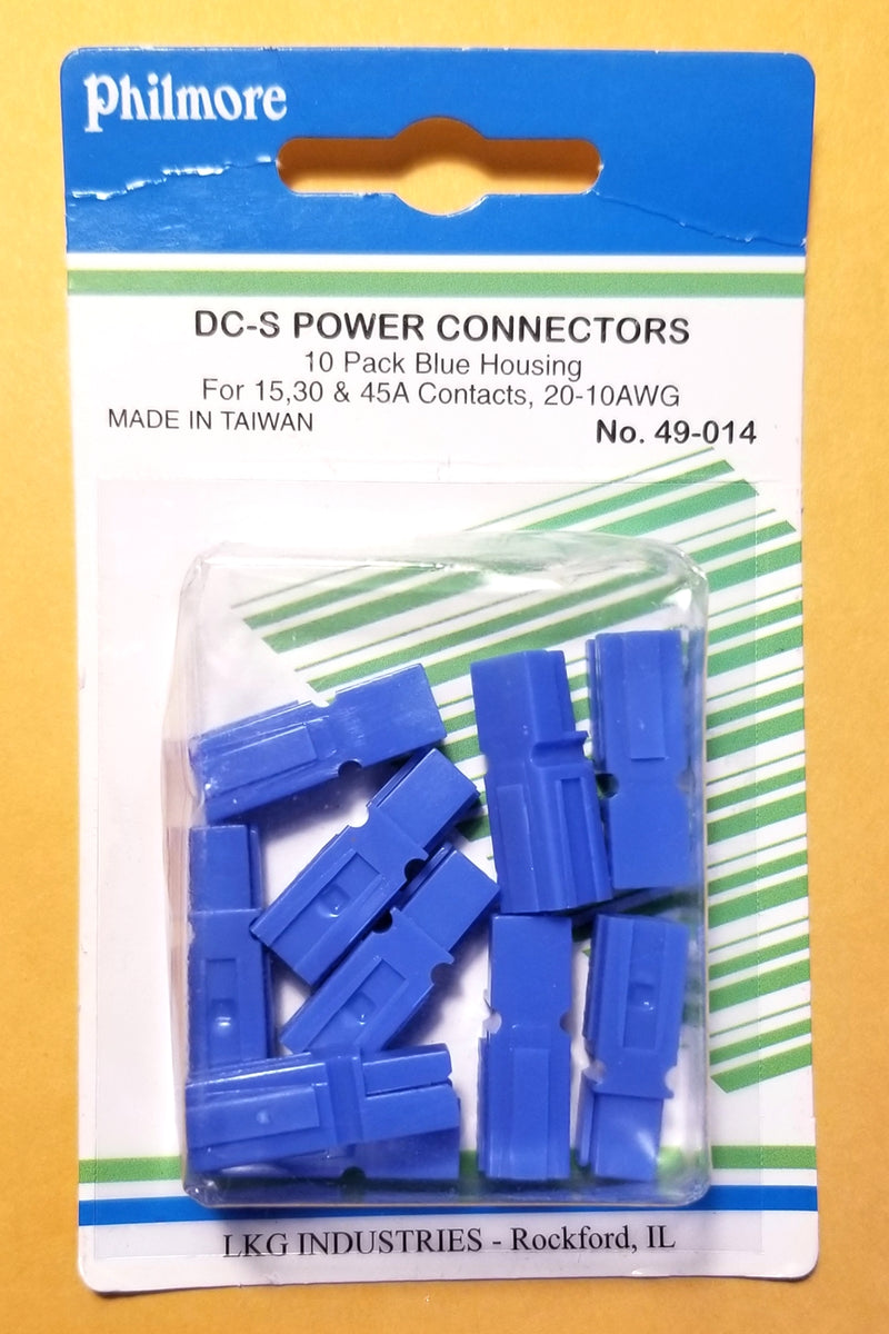 Philmore 49-014 BLUE DC-S (Standard) Power Connector Housings NO PINS ~ 10 Pack