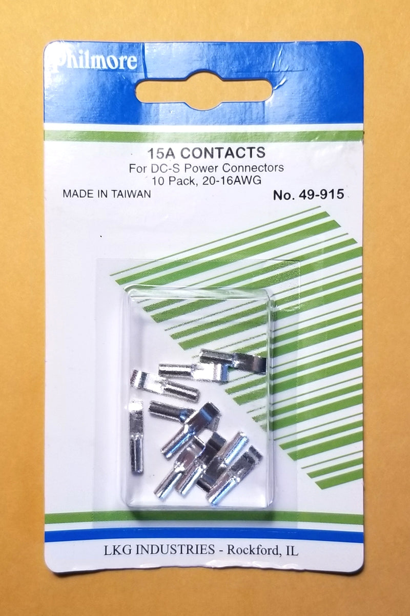 Philmore 49-915 15A DC-S (Standard) Power Connector Pins for 20-16 AWG ~ 10 Pack