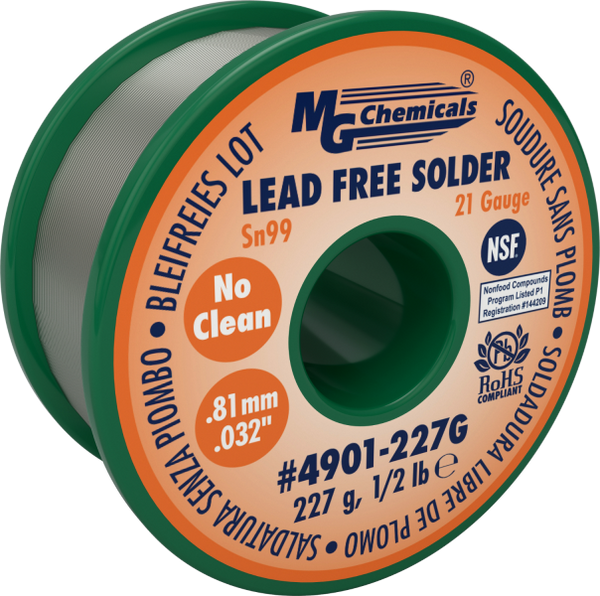 MG Chemicals 4901-227G , 227 gram (0.50 lb.) Roll of Sn99 Lead Free 21ga 0.032 No Clean Solder
