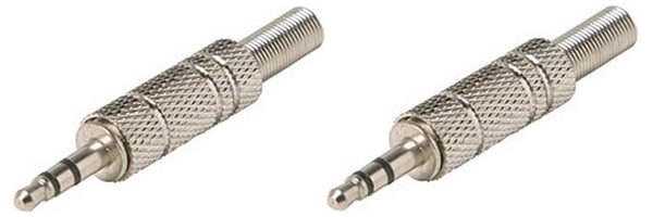 502M, 3.5mm Metal Body Mini Stereo Plugs with Strain Relief ~ 2 Pack