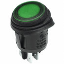 NTE 54-209W DPST ON-OFF 110V AC GREEN Illuminated Round Waterproof Rocker Switch