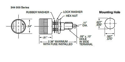 Littelfuse 344024 3AG, 16 to 32 Volt Fuse Holder w/Blown Fuse Indicating Cap - MarVac Electronics