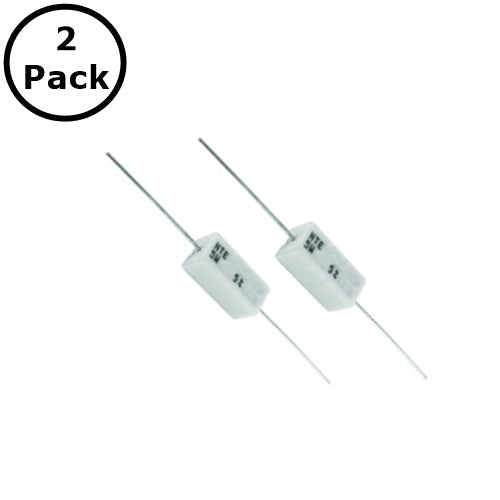 2 Pack of NTE 5W010, 10 Ohm 5 Watt Wirewound Ceramic Power Resistors 5W