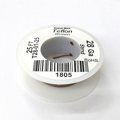 25' 28AWG BROWN Hi Temp PTFE Insulated Silver Plated 600 Volt Hook-Up Wire - MarVac Electronics