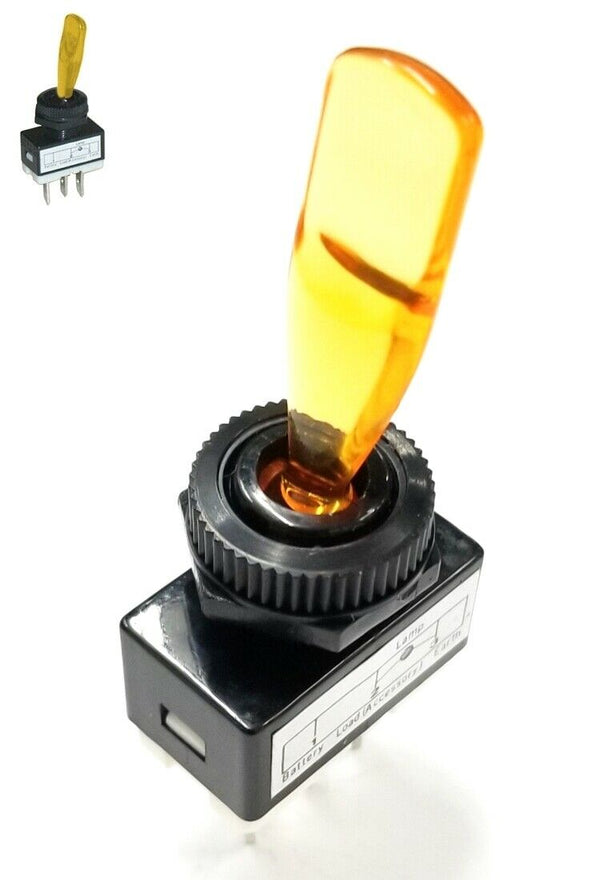 SPST ON-OFF AMBER Glow Paddle Toggle Switch 15A @ 12V DC #133270