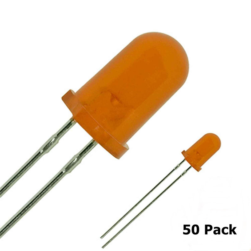 Hobby 50 Pack of 5mm Amber Diffused LEDs ~ 2V @ 20mA