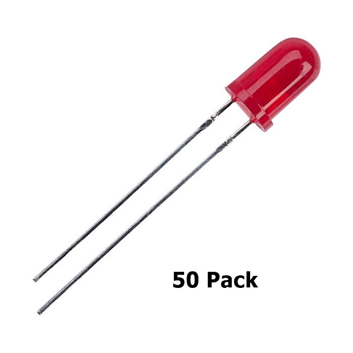 Red Diffused Led Hobby 50 Pack of 5mm Red Diffused LEDs ~ 2V @ 20mA – MarVac Electronics