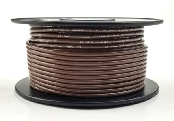 25' Roll 12AWG Brown Stranded Appliance Grade 600 Volt Hook-Up Wire, UL1015 105C