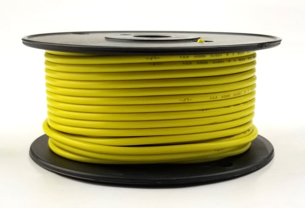 25' Roll 14AWG YELLOW Stranded Appliance Grade 600 Volt Hook-Up Wire UL1015 105C