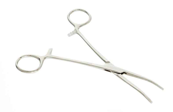 6-1/4" Stainless Steel, Self Locking Curved Forceps