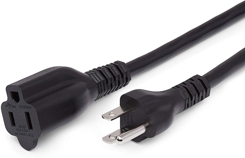 MV5301 Extension Cord - NEMA 5-15P to NEMA 5-15R, 16AWG, 13A/1625W, 3-Prong, Black, 15ft