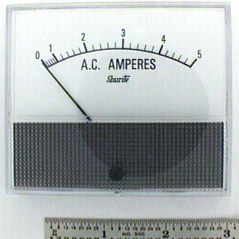 Shurite 7503Z, 0-5 Amps AC Analog Meter ~ 3.5" x 3.0" Panel Face, 2" Round Body