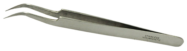 4-1/2" Stainless Steel Non-Magnetic Tweezers ~ Curved Fine Tip